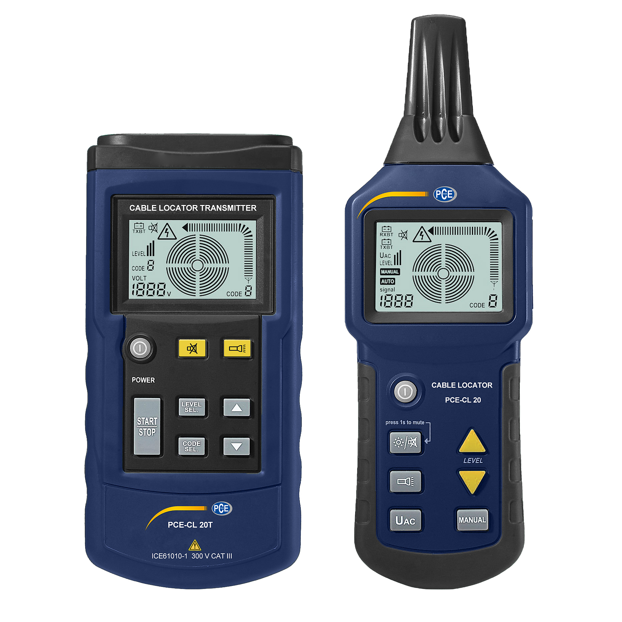 PCE Cable Locator — Detects Live and Voltage-Free Wires, Locates Gas and Water Pipes, Model# PCE-CL 20